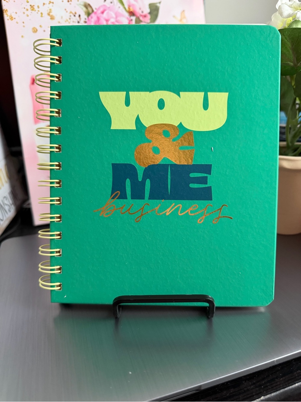 You & Me Business Spiral Notebook - Teal with Gold Foil